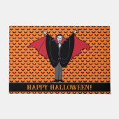Vampire Halloween Custom Groet Sinaasappel Zwart Deurmat (Voorkant)