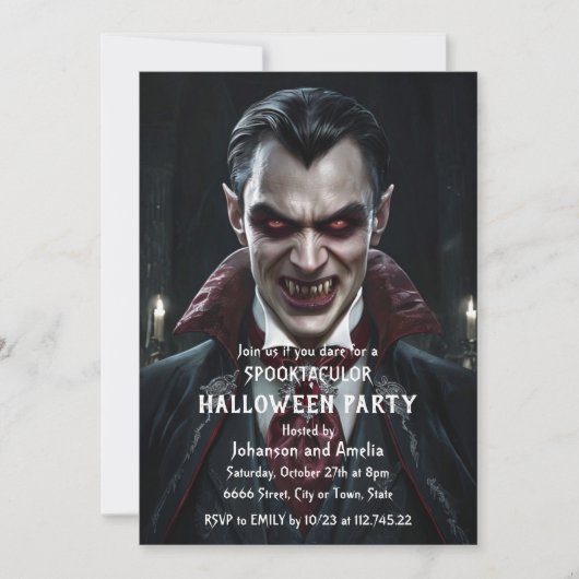 Vampire Halloween-feest uitnodiging Gotische Dracu (Voorkant)