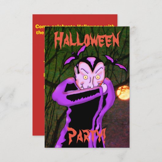 Vampire Halloween Party Invitation Kaart (Voorkant / Achterkant)