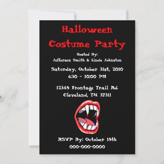 Vampire Halloween Party Invitation Kaart (Achterkant)