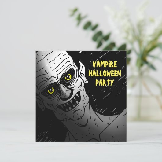 Vampire Halloween Party Invitation Kaart (Staand voorkant)