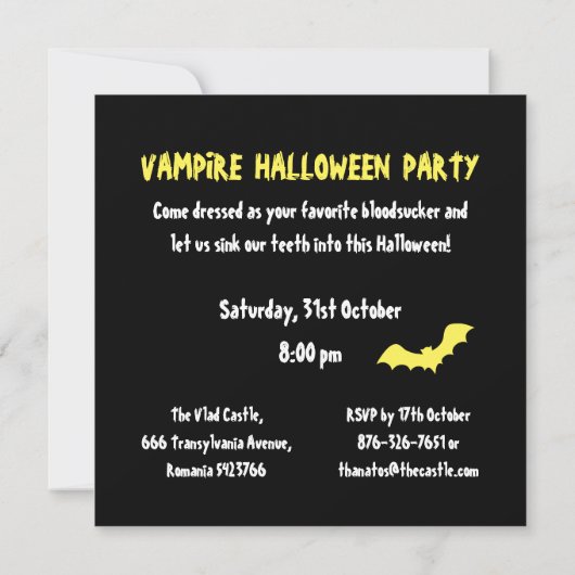 Vampire Halloween Party Invitation Kaart (Achterkant)