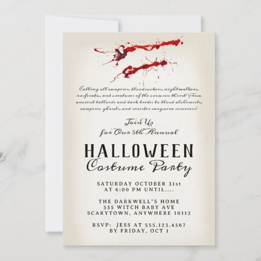 Vampire Halloween Party Kaart (Voorkant)