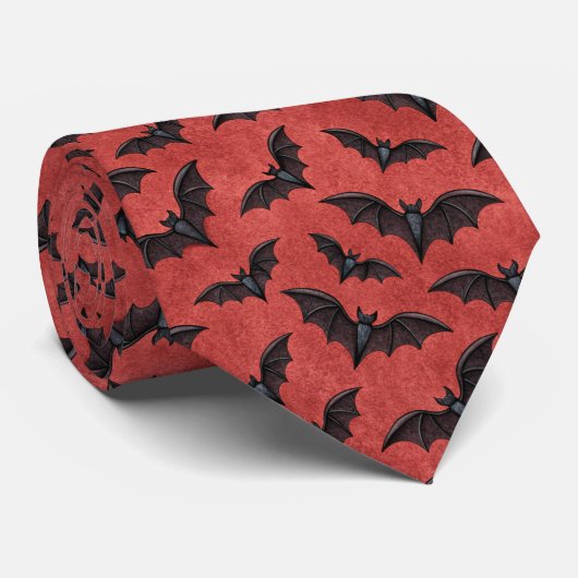 Vampire Halloween Patroon Stropdas (Opgerold)