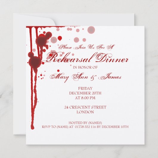 Vampire Halloween Rehearsal Dinner Fake Blood Red Kaart (Voorkant)