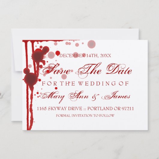 Vampire Halloween Save the Date Fake Blood Red (Voorkant)