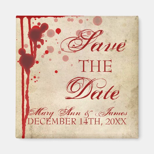 Vampire Halloween Save the Date Fake Blood Red Magneet (Voorkant)