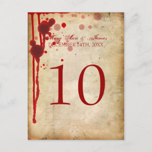 Vampire Halloween Table Number Fake Blood Red Briefkaart