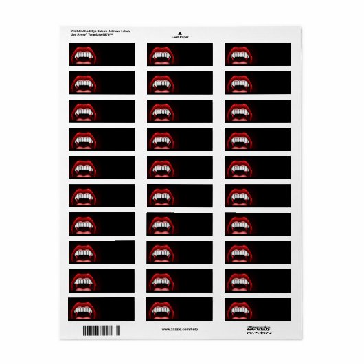 Vampire Halloween Teeth Etiket (Full Sheet)