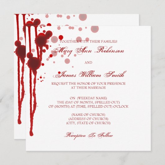 Vampire Halloween Weddenschap Fake Blood Red Kaart (Voorkant / Achterkant)