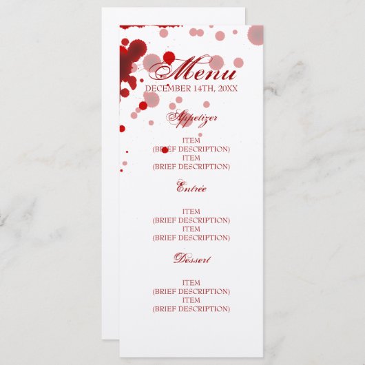 Vampire Halloween Weddenschap Menu Fake Blood Red (Voorkant / Achterkant)