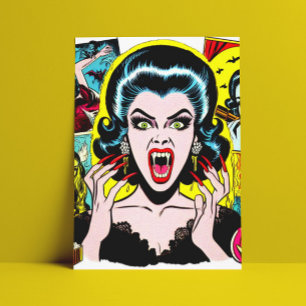 Vampire Horror Girl Comics Briefkaart