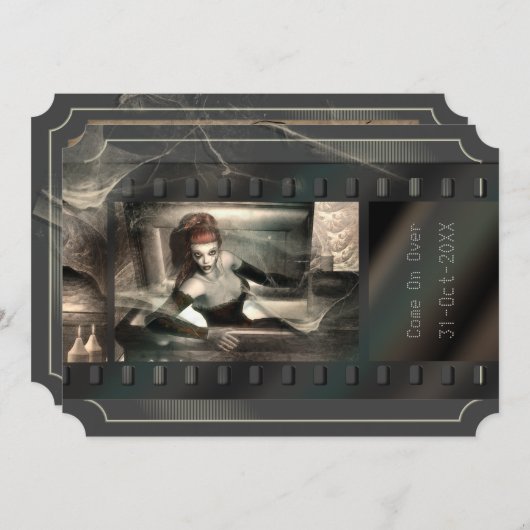 Vampire-horrorgotiek Halloween-feest Kaart (Voorkant / Achterkant)