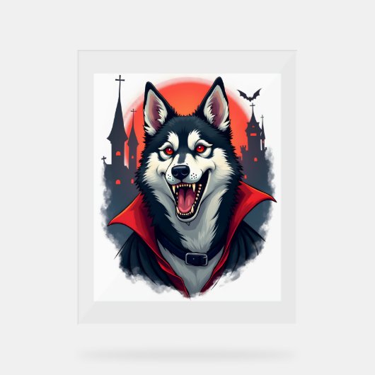 Vampire Husky Bite Acryl Bord (Voorkant)