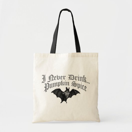 Vampire Ik Drink nooit pompoenspecerij Tote Bag (Voorkant)
