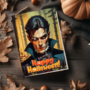 Vampire in het nachtelijke bos Halloween  Feestdagenkaart