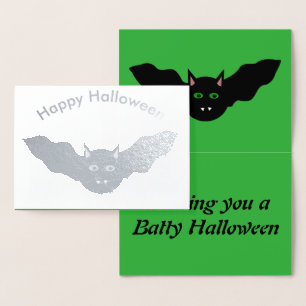 Vampire kat Faced Bat Halloween Folie Kaart
