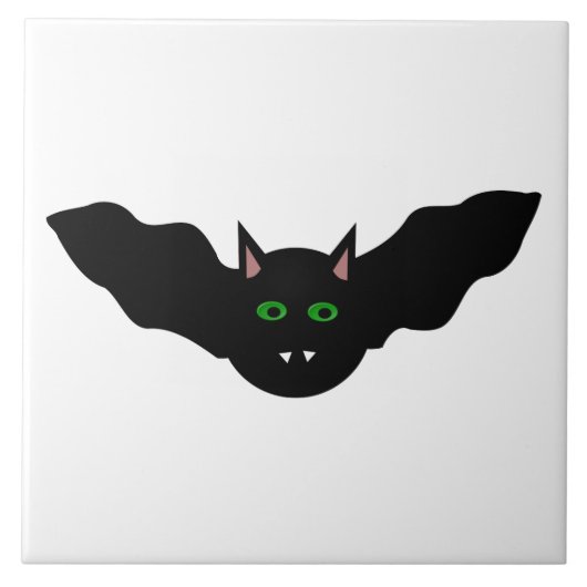 Vampire kat faced Bat Halloween Tile Tegeltje (Voorkant)