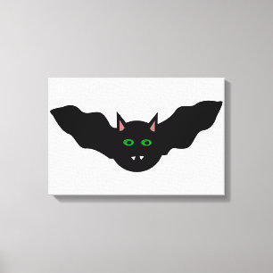 Vampire Kat Gezicht Vleermuis Halloween Canvas Pri Afdruk