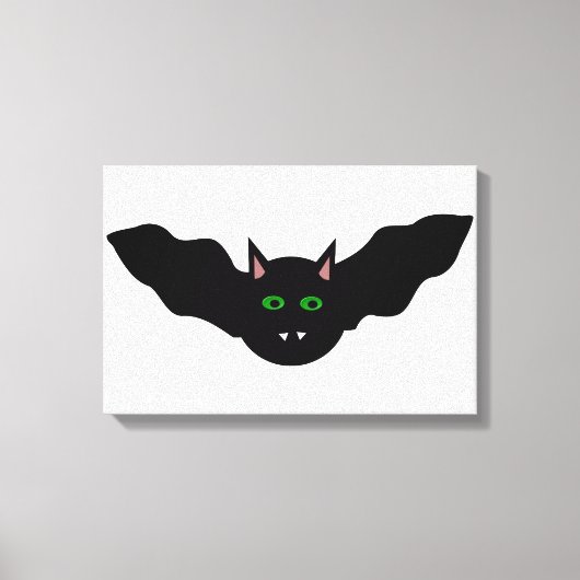 Vampire Kat Gezicht Vleermuis Halloween Canvas Pri Afdruk (Voorkant)