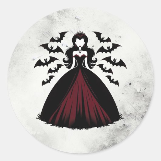 Vampire Koningin Halloween Feest Ronde Sticker (Voorkant)
