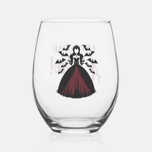 Vampire Koningin Halloween Wijnglas Zonder Voet (Achterkant)