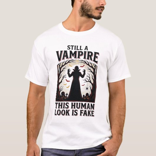 Vampire kostuum shirt grappig Halloween menselijke (Voorkant)