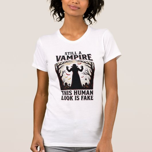 Vampire kostuum shirt grappig Halloween menselijke (Voorkant)