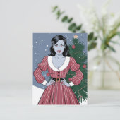 Vampire Lady Blauwe Huid Kerstmis Briefkaart (Staand voorkant)