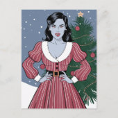 Vampire Lady Blauwe Huid Kerstmis Briefkaart (Voorkant)