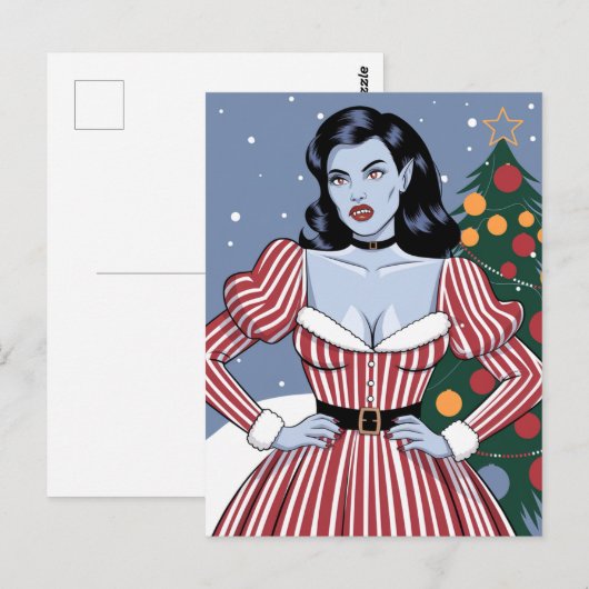Vampire Lady Christmas Briefkaart (Voorkant / Achterkant)
