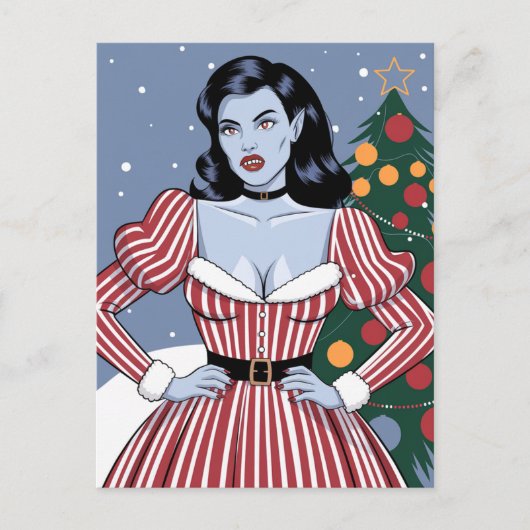 Vampire Lady Christmas Briefkaart (Voorkant)