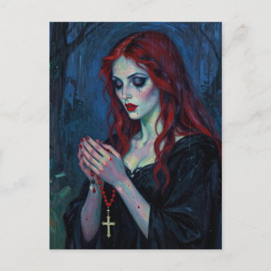 Vampire Lady With Rosary Briefkaart (Voorkant)