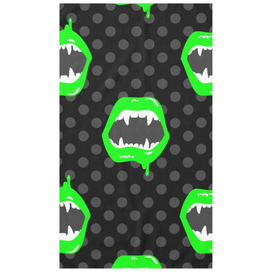 vampire lippen monster getande wezen groen tafelkleed (Voorkant)