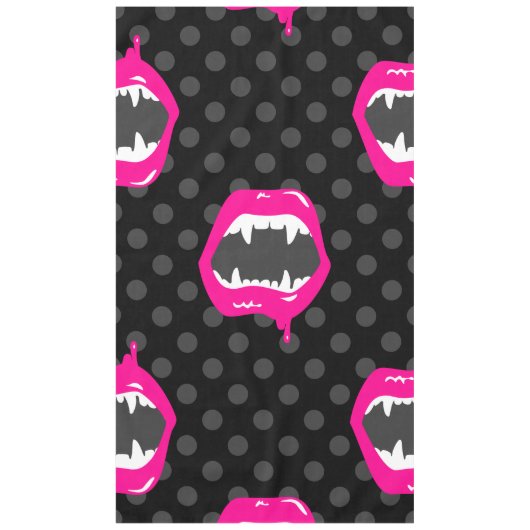 vampire lippen monster getande wezen roze tafelkleed (Voorkant)