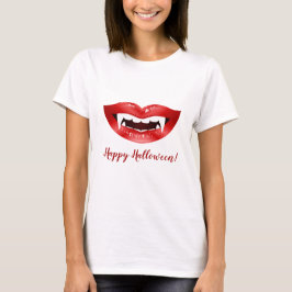 Vampire Lippen Rode Mond Met Hoektanden Gelukkig H T-shirt
