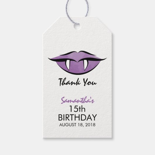 Vampire Lips Gothic Birthday Dank je Label Cadeaulabel (Voorkant)