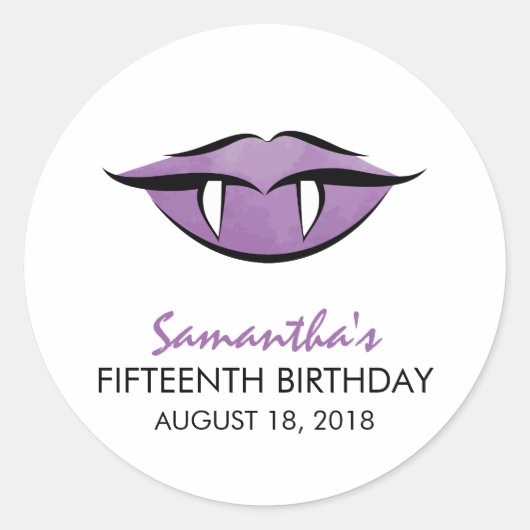 Vampire Lips Gothic Birthday Sticker (Voorkant)