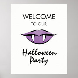 Vampire Lips Gothic Halloween Party Welcome Sign Poster