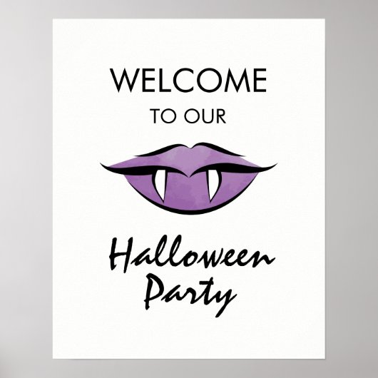 Vampire Lips Gothic Halloween Party Welcome Sign Poster (Voorkant)
