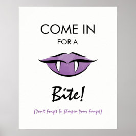 Vampire Lips Gothic Halloween Party Welcome Sign Poster