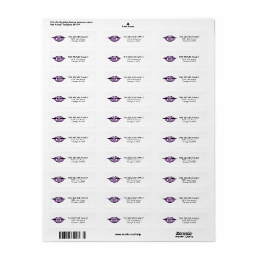 Vampire Lips Gothic Halloween Return Address Label (Full Sheet)