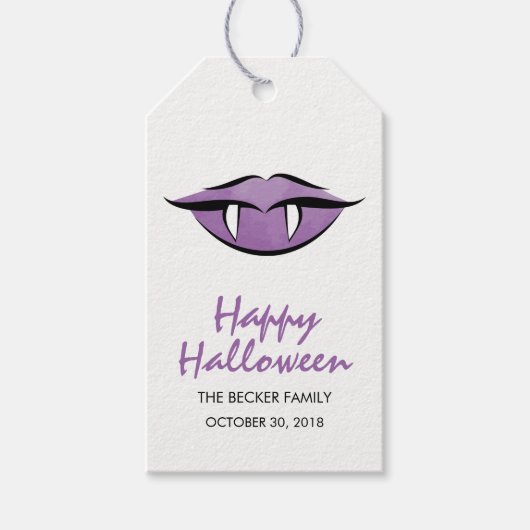 Vampire Lips Gothic Happy Halloween Gift Label Cadeaulabel (Voorkant)