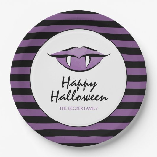 Vampire Lips Gothic Happy Halloween Paper Borden Papieren Bordje (Voorkant)