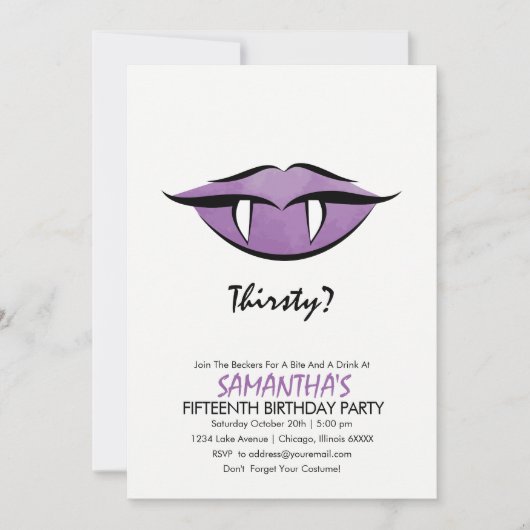 Vampire Lips Gothic Verjaardag Party Invitation Ka Kaart (Voorkant)