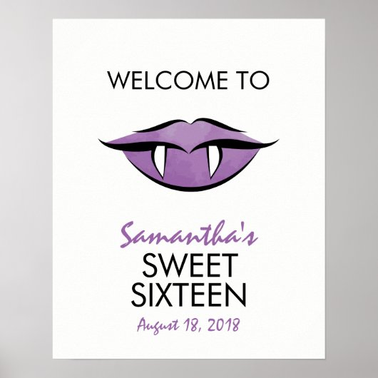 Vampire Lips Sweet Sixteen Birthday Welkom Poster (Voorkant)