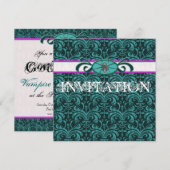 Vampire Lover's Ball Gothic Damask Green & Black Kaart (Voorkant / Achterkant)