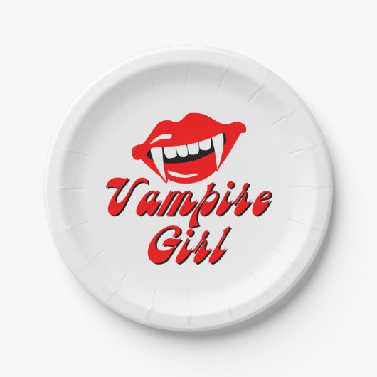 Vampire meisje papieren bordje (Voorkant)