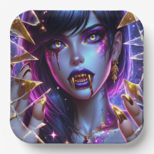 Vampire met gouden ogen en tanden Halloween
