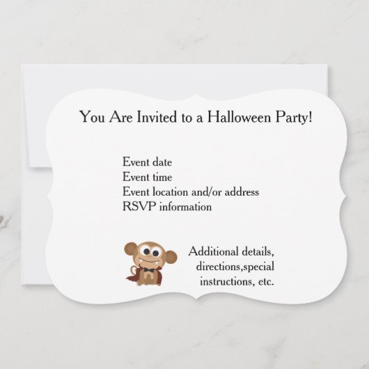 Vampire Monkey Halloween Party Invitation Kaart (Achterkant)